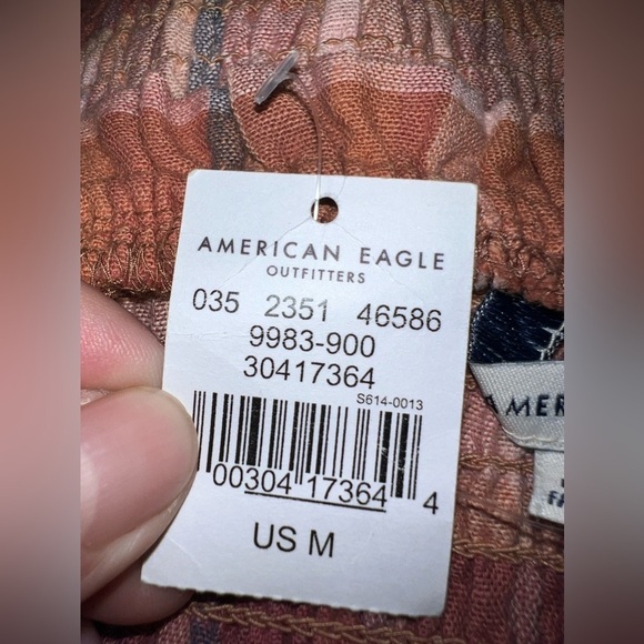 NWT AMERICAN  EAGLE  Plaid Smocked Textured Stretch Button Tube Top Sz M - Picture 5 of 8